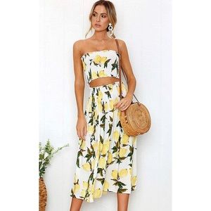2 piece Lemon Crop Top & Skirt